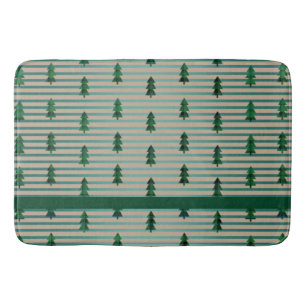 Tapis De Bain KiniArt Green Plaid Arbres