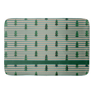 Tapis De Bain KiniArt Green Plaid Arbres