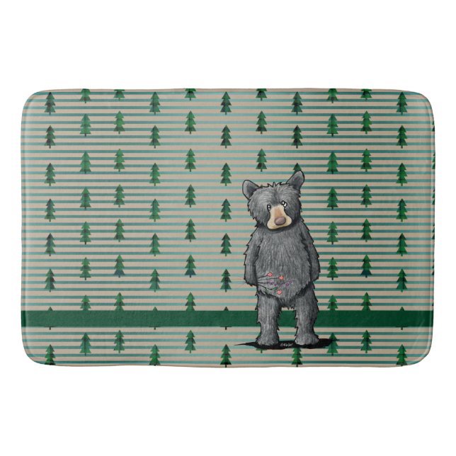 Tapis De Bain KiniArt Ours noir et arbres (Devant)