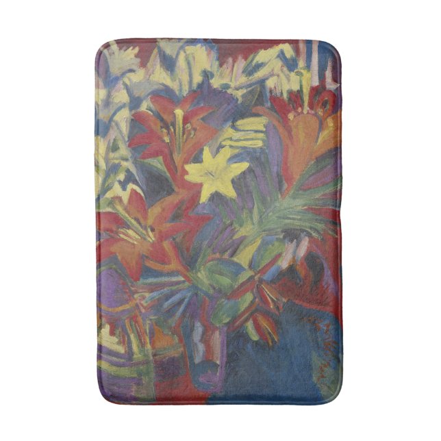 Tapis De Bain Kirchner Expressionniste Lys orangés vibrants Art (Devant (Vertical))