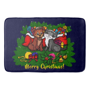 Tapis De Bain Kitty et chiot, Happy XMas