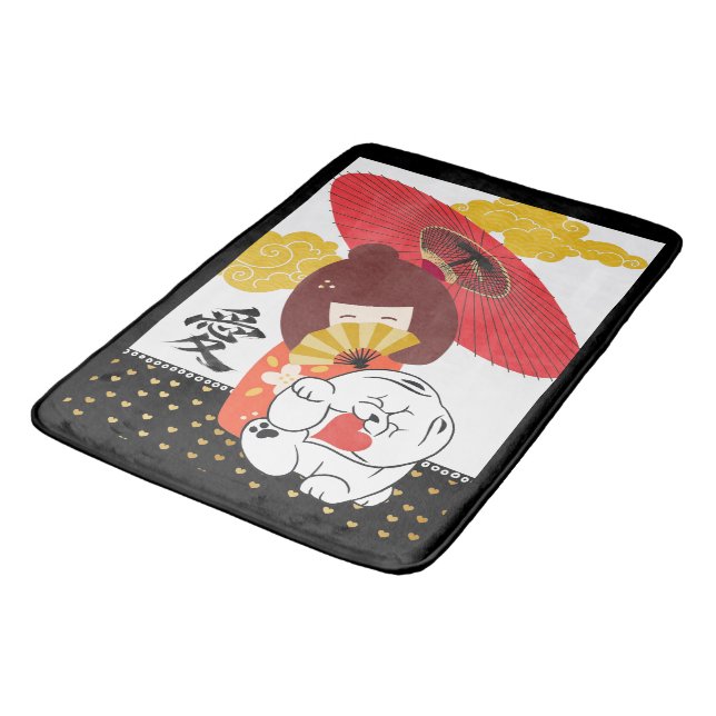 Tapis De Bain KOKESHI LOVE  Chow dog heart CRATE MAT (Angle)