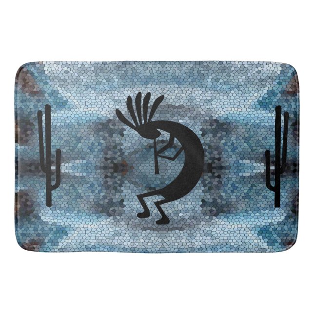 Tapis De Bain Kokopelli Desert Mosaic Blue (Devant)