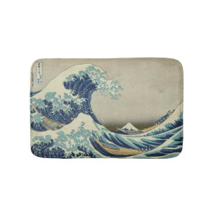 Tapis De Bain La Grande Vague au large de Kanagawa par Hokusai