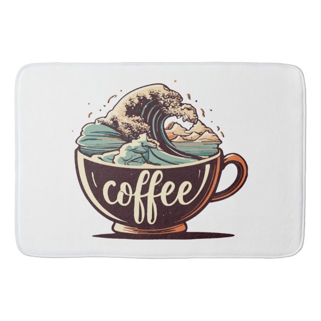 Tapis De Bain La Grande Vague De Café (Devant)