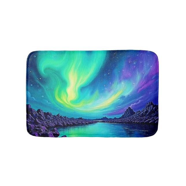 Tapis De Bain La magique nuit d'Aurora Sky Dance Design (Devant)