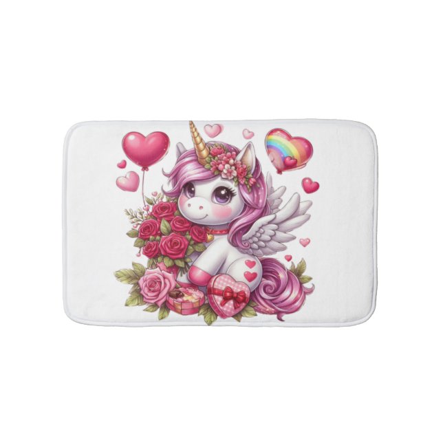 Tapis De Bain La mignonne Saint Valentin licorne (Devant)
