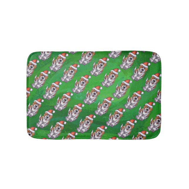 Tapis De Bain La mignonne St Bernard en Motif Casquette sur Vert (Devant)