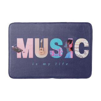 Tapis De Bain La musique est ma vie Rétro Y2K Tech Gamer Violet