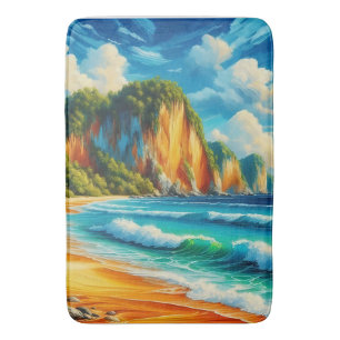 Tapis De Bain La sérénité côtière falaises majestueuses et rivag