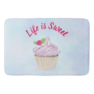 Tapis De Bain La vie est du gâteau rose doux