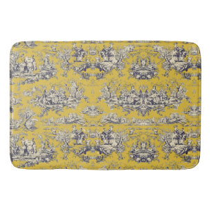 Tapis De Bain Lac fleuri vintage jaune toile de jouy