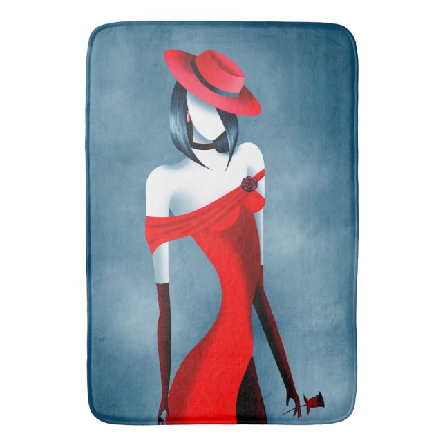 Tapis De Bain Lady Gangster romantique avec bain Rose (devant Vertical)
