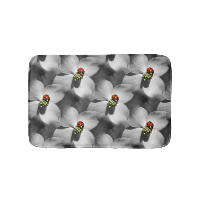 Tapis De Bain Ladybug Sur Dogwood Flower Motif Nature (Devant)