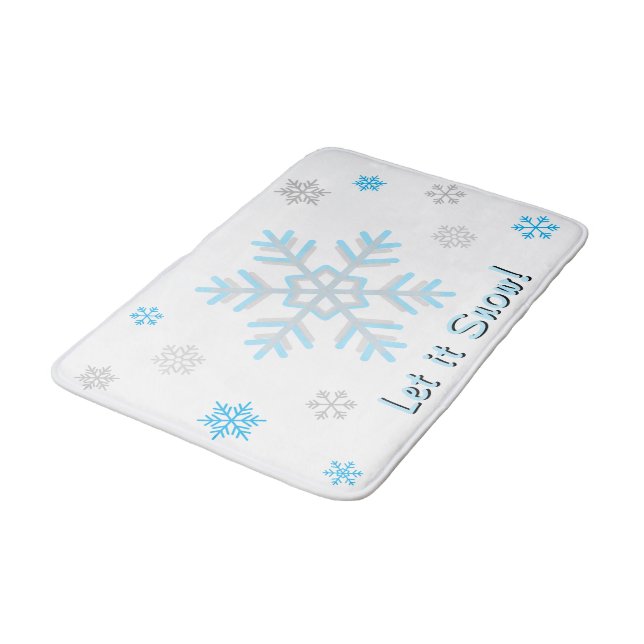 Tapis De Bain Laissez tomber la neige Flocons de neige gris arge (Angle)