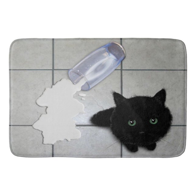 Tapis De Bain Lait déversé et Kitty noir (Devant)