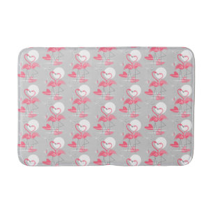 Tapis De Bain L'amour de Flamant rose a couvert de tuiles le