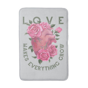 Tapis De Bain L'amour fait grandir tout Floral romantique
