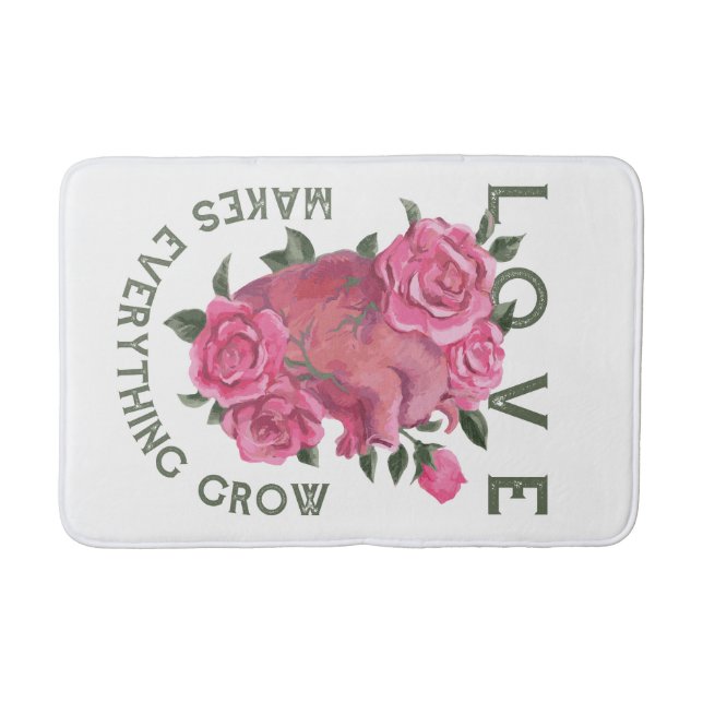 Tapis De Bain L'amour fait tout grandir - Art Floral Romantique (Devant)