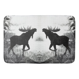 Tapis De Bain L'animal de faune d'orignaux de Taureau silhouette