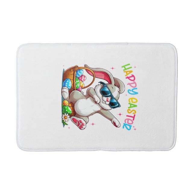 Tapis De Bain Lapin de Pâques drôle qui fait dabber Joyeuses Pâq (Devant)