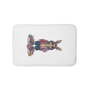 Tapis De Bain Lapin de Pâques Patriotique Chemise Vintage Vector