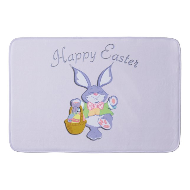 Tapis De Bain Lapin de Pâques Violet Dansant Lavande (Devant)