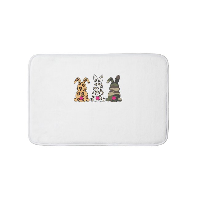 Tapis De Bain Lapins Bunnies Camouflage léopard Joyeux Pâques (Devant)