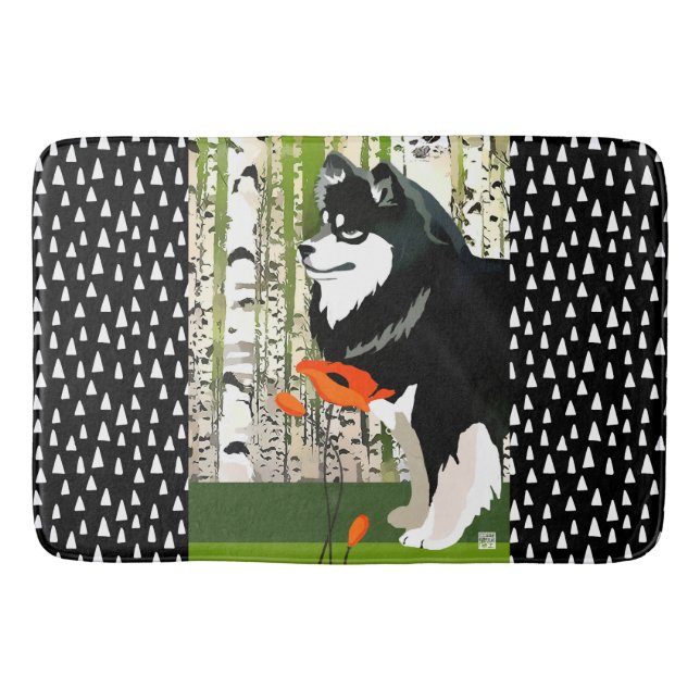 Tapis De Bain LAPPHUND FINLANDAIS DANS la caisse   de PAVOTS ou (Devant)
