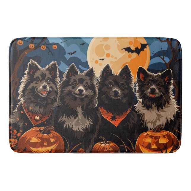 Tapis De Bain Lapphund finlandais Halloween Éffrayant (Devant)