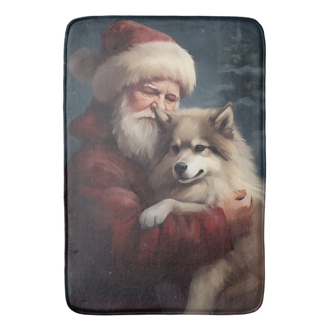 Tapis De Bain Lapphund finlandais Noël festif du Père Noël (devant Vertical)