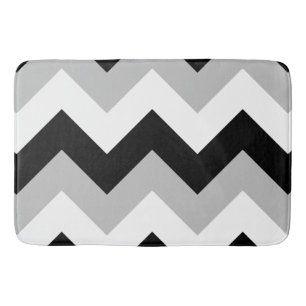 Tapis De Bain Large Zigzag Motif noir gris blanc