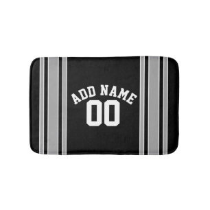 Tapis De Bain L'argent noir folâtre le Jersey avec le nom et le