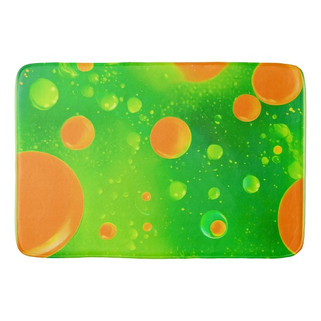 Tapis De Bain L'art Abstrait de la bulle orange et verte (Devant)