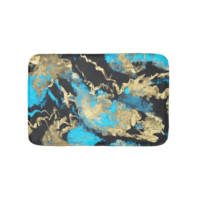 Tapis De Bain L'art Abstrait Turquoise et Or (Devant)