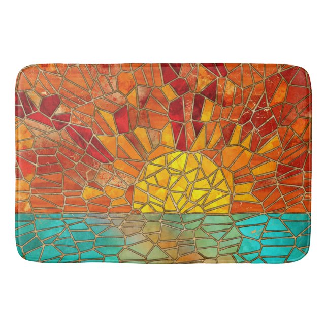 Tapis De Bain L'art de la mosaïque du lever du soleil sur la mer (Devant)
