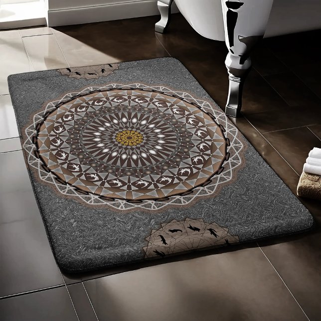 Tapis De Bain L'art du kaki crocodylus porosus mandala (Créateur téléchargé)
