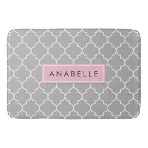 Tapis De Bain Latticwork gris, Trellis marocain, Votre Nom