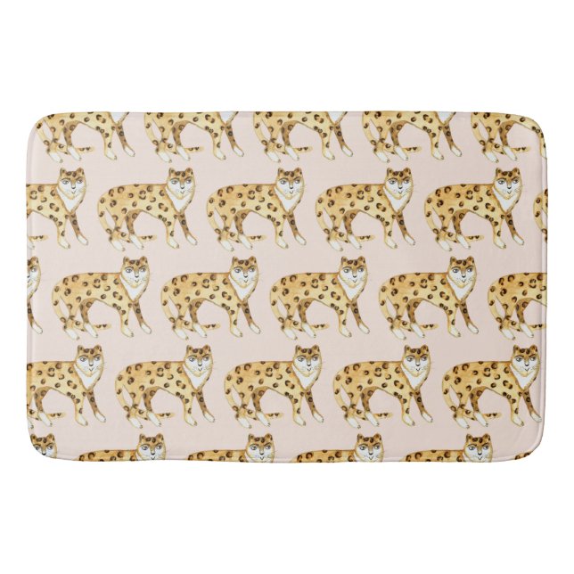 Tapis De Bain Laughing Leopards Smiling Chats Motif rose (Devant)
