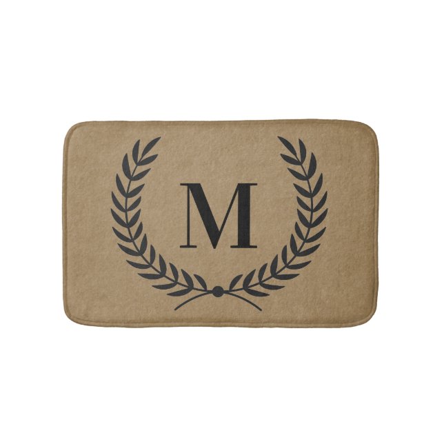 Tapis De Bain Laurel de style agricole moderne avec Monogramme (Devant)