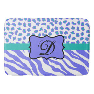 Tapis De Bain Lavande Blanc Zèbre Léopard Monogramme de peau ini