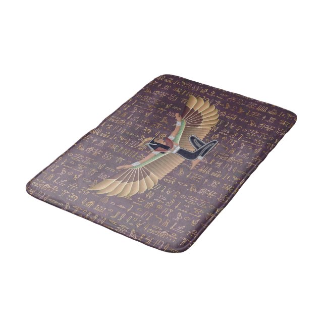 Tapis De Bain Lavande d'or Princesse égyptienne Hiéroglyphes (Angle)