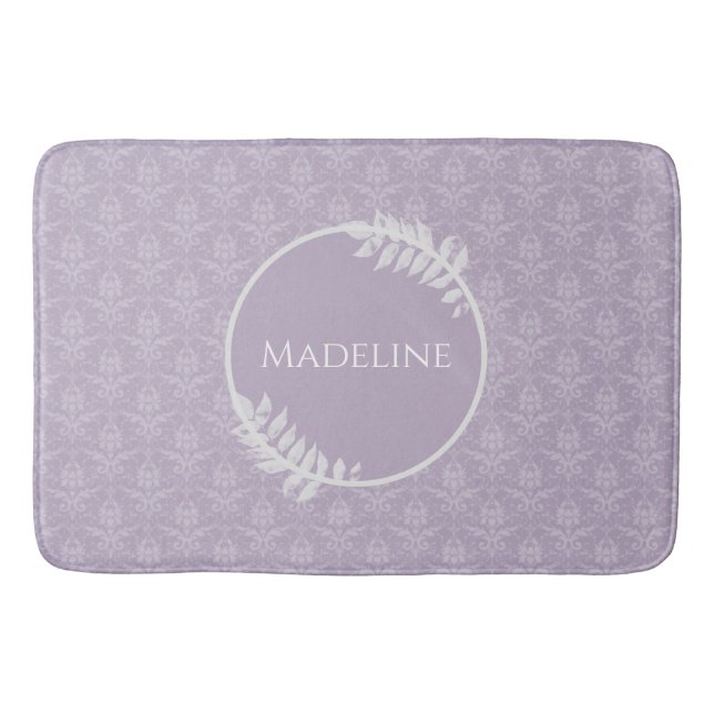 Tapis De Bain Lavande Elegant Damask Personnalisé (Devant)
