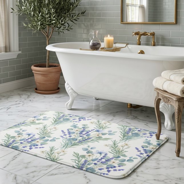 Tapis De Bain Lavande et eucalyptus aquarelle (Créateur téléchargé)