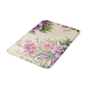 Tapis De Bain Lavande Et Rose Pays Jardin Floral Imprimer