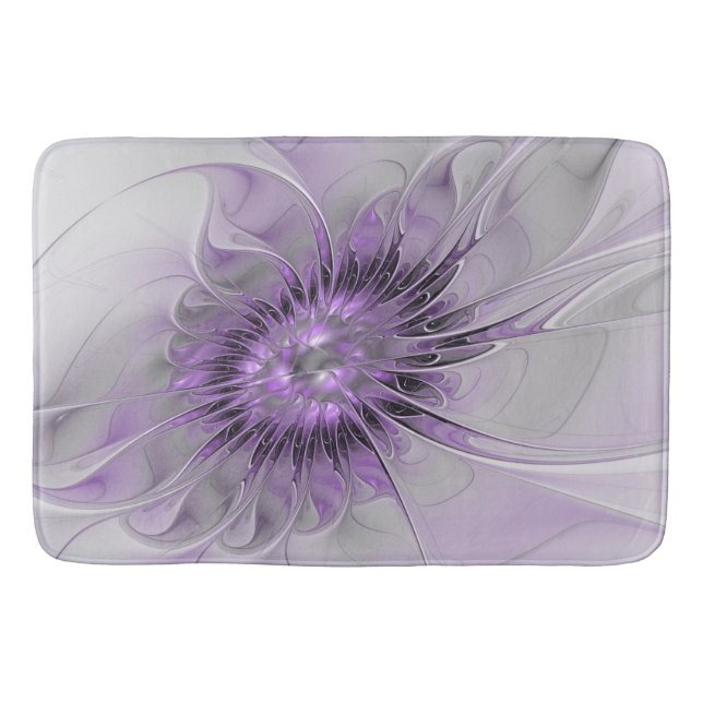 Tapis De Bain Lavande Fleur Dream Moderne Abstrait Fractal Art (Devant)