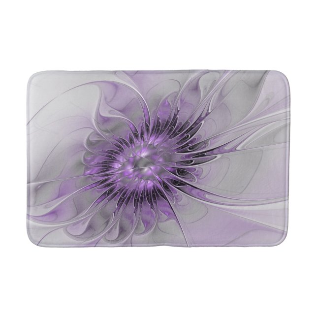 Tapis De Bain Lavande Fleur Dream Moderne Abstrait Fractal Art (Devant)
