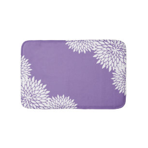 Tapis De Bain Lavande moderne et chaume de bain floral blanc