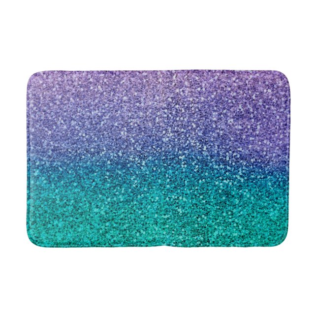 Tapis De Bain Lavande Violet & Aqua Vert Pailleté scintillant (Devant)