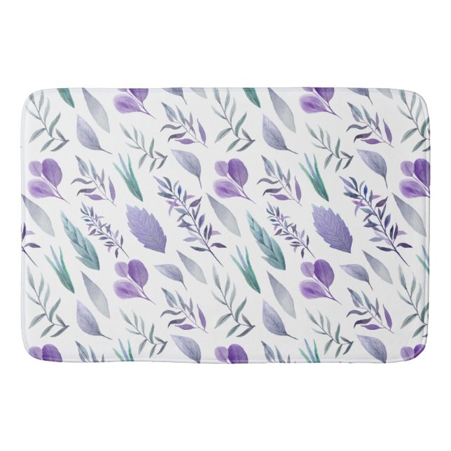 Tapis De Bain Lavande violette Feuille moderne et vert Turquoise (Devant)